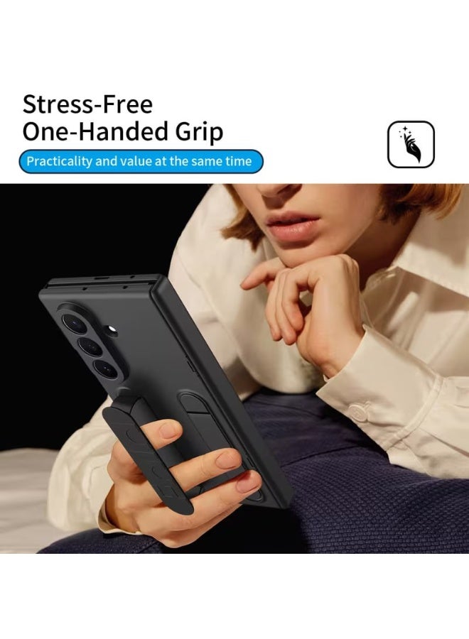 CATANES Kickstand Flip Case Grip for Samsung Galaxy Z TriFold – Fabric Texture, Shockproof and Camera Protection, Black - Image 3